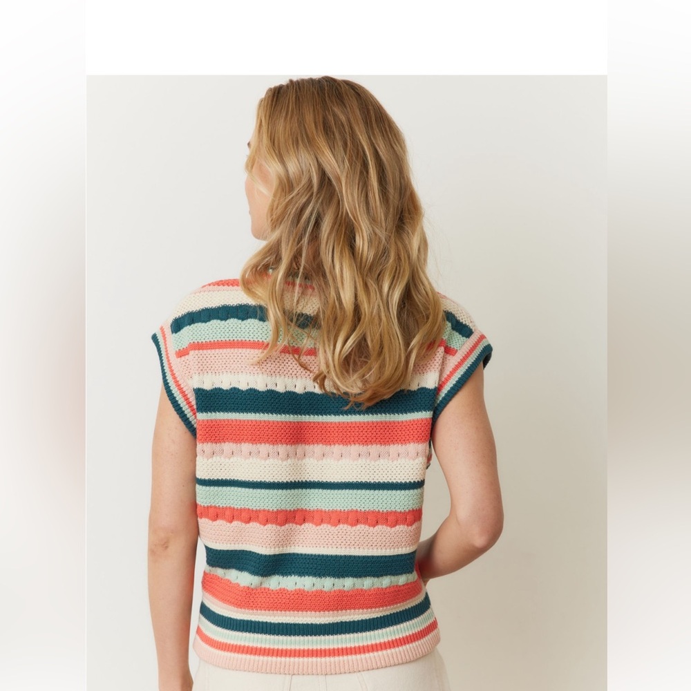 NWT Marine Layer Colorful Striped Rory Crochet Vest Sz L $108 - Picture 3 of 7
